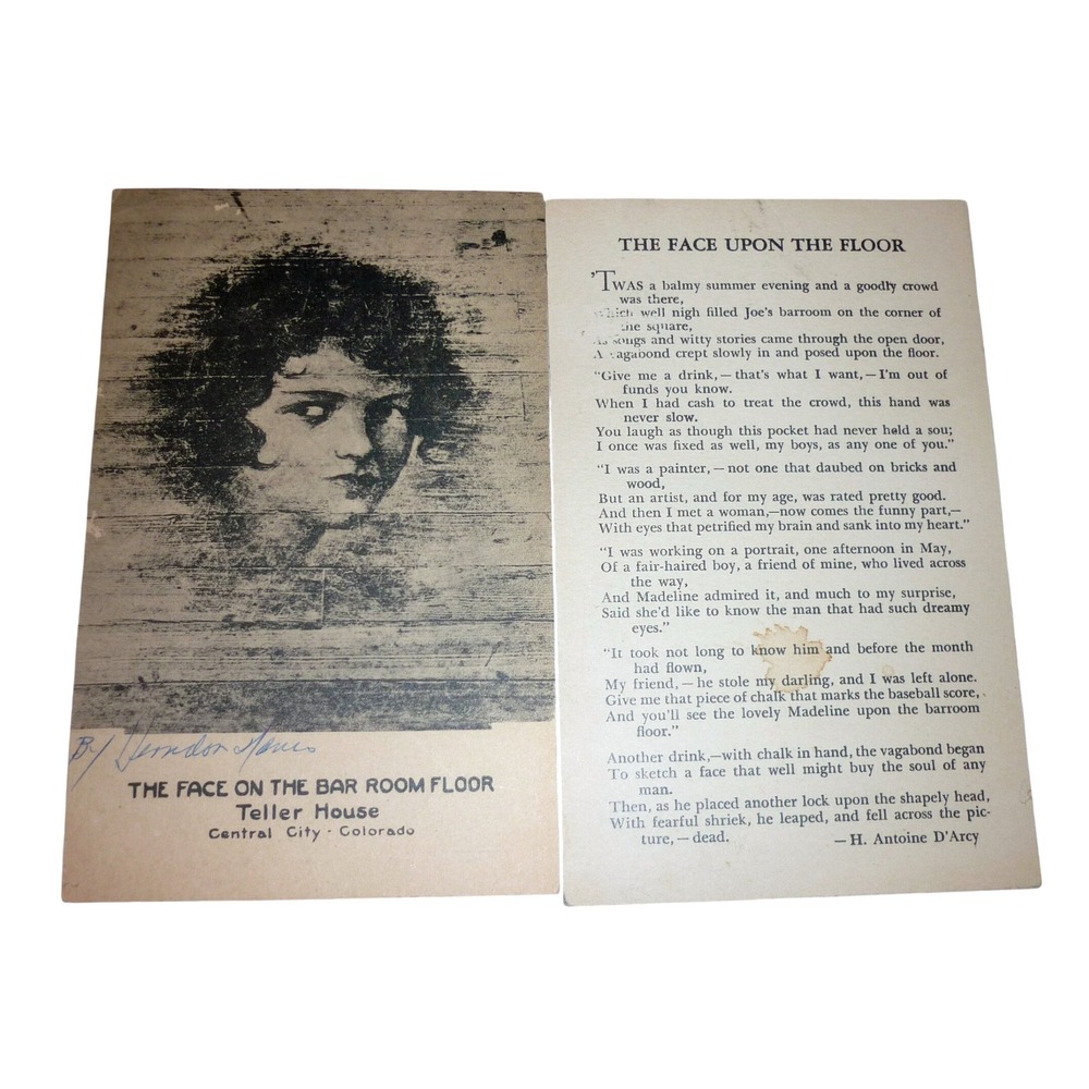 Vintage Face on the Barroom Floor Postcard Set Teller House Central City CO 1960